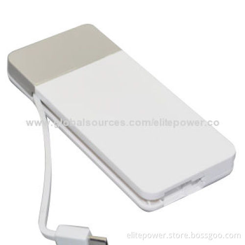 Power Bank with Integrate Cable, 3,000mAh, TF Card Reader for iPhone 5, Samsung Galaxy, HTC